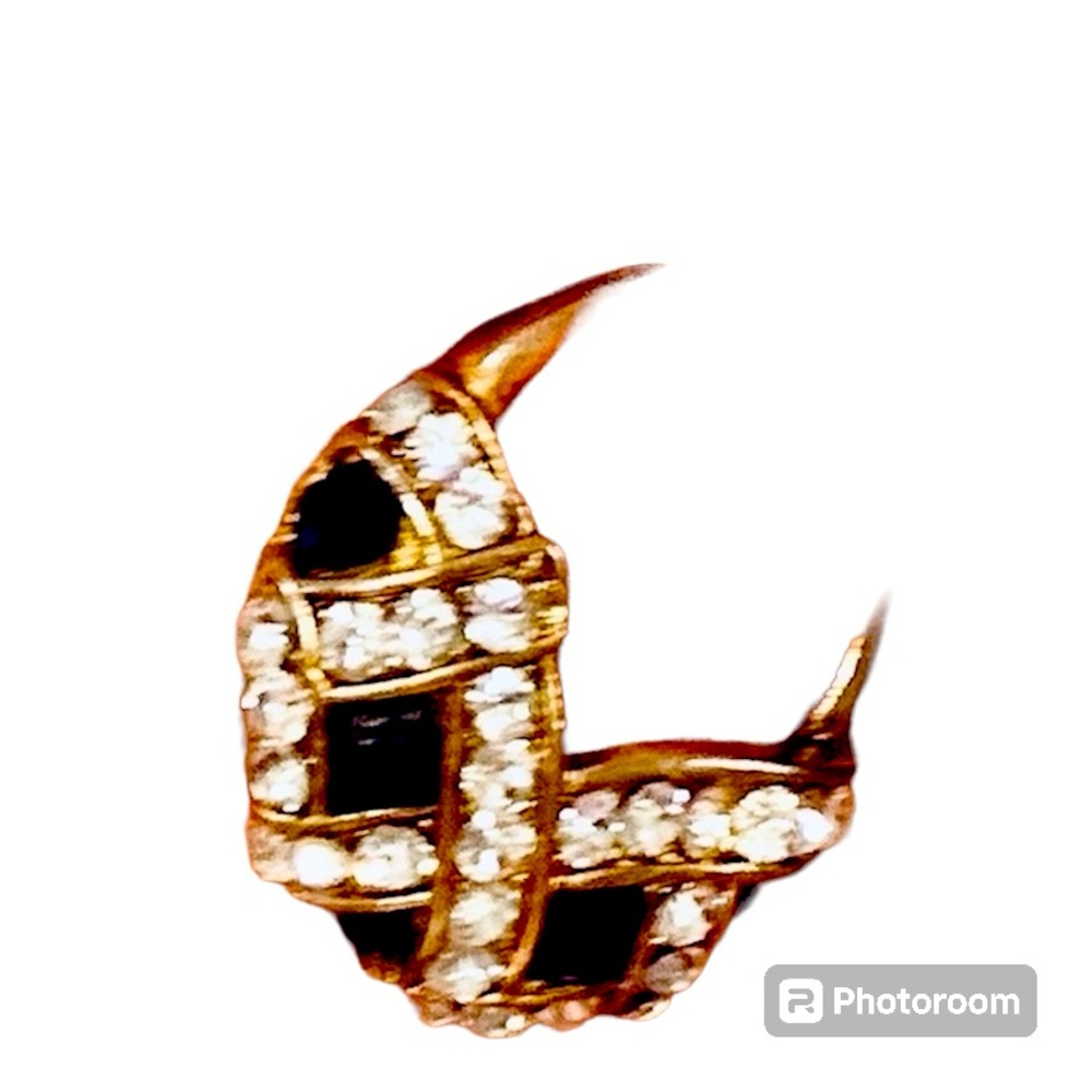 Rare Italian 80’s Idemaria Earcuffs Swarovski crystal on gold metal patented - Picture 5 of 7